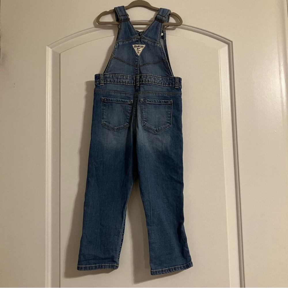 OshKosh denim overalls adjustable straps metal hardware vestbak Girls 4T - Picture 6 of 10